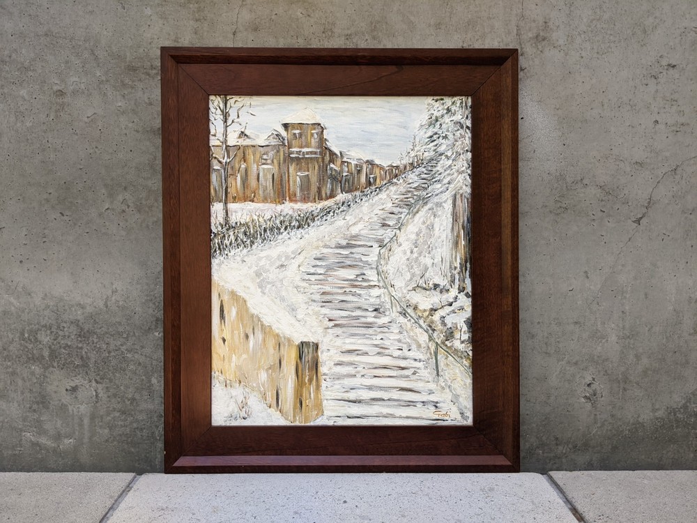 Gabi Endicott Original Artwork – Acrylic on Canvas Sinaia Romania Winter Resort