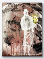 Original Fine Art Abstract Expressionism 8×10 Woman Flowers Handmade Signed 187