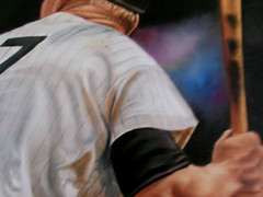Mickey Mantle Painting Giclee on Canvas Famed Sports Artist Robert Stephen Simon