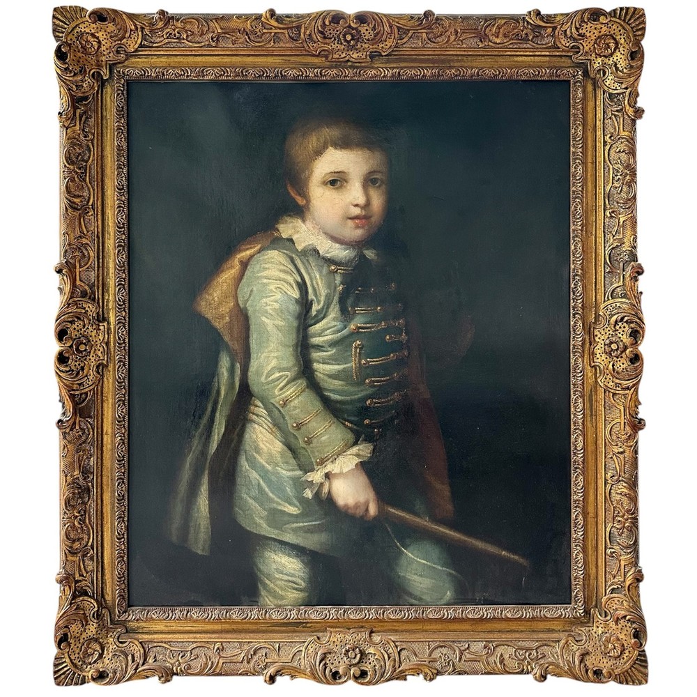 Original Antique Oil Painting Portrait of a Boy Unsigned
