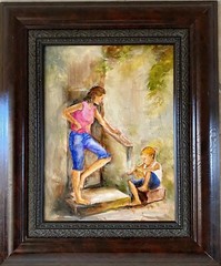 Summer Days Original Oil Painting on Gessoed Masonite Framed 9×12 by artist