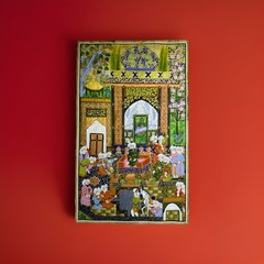 Miniature Painting Persian Art Party In Babur Palace 27,5x16cm