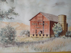 Vtg Americana Watercolor Painting Landmark Barn Signed Sylvia Obert Turner 1987
