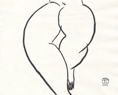 Sanyu Style Nude Female Chinese French ink drawing art deco Chang Yu 常玉 erotic