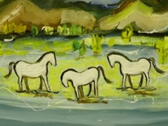 Ivan Rane 2022 Painting “ Horses in Taos“ New Mexico Oil on Canvas 43″x31″