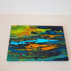 Original 9″x12″ Abstract Acrylic Fluid Art Pour Signed Painting (See Video)