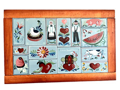 Vtg ’86 Hand Painted Folk Art Wood Cottagecore Country Farmhouse Wall Decor Wood