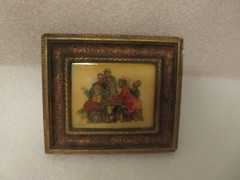Vintage ARTINI Hand Painted on Enamel 5 men sitting at a table talking