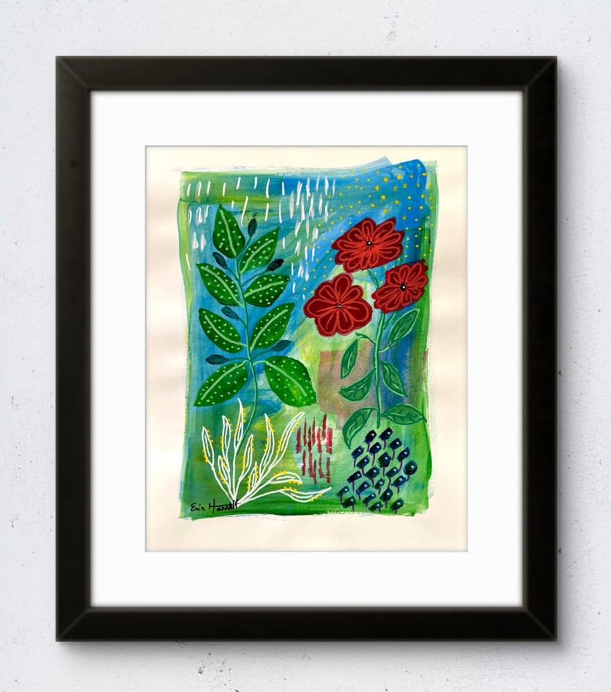 Original Abstract Floral Art 14×11 Paper Vibrant Modern Expressionist Painting