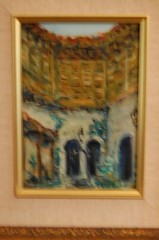 FRAMED ORIGINAL OIL INTERIOR COLONIAL PATIO OLD HAVANA CUBA ARTIST: HECTO VIDAL