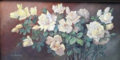 LARGE EXCEPTIONAL VINTAGE STILL LIFE VINTAGE OIL „ROSES“ SIGNED