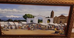 Sergio Ladron De Guevara Original Oil Painting „Market Day“ 2002 Large Excellent