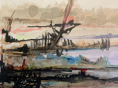 Martin Rolland (1926-2015) Modern Abstract Contemporary Marine Landscape 1967