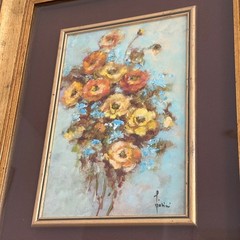 Laura Fiorini – Milano – Oil Painting Still Life Flowers Wooden Frame 44.5 x 53.5cm