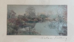 Vintage Wallace Nutting Signed Hand Colored Photo Print „A Rippling Mirror“ 1919
