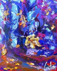 Abstract Nature Autumn Forest Fall Leaves Oil Painting on Canvas Size 10×8 inch