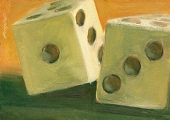 Casino Dice 5 x 7 in. Oil on archival panel Hall Groat Sr.