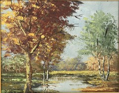 Vintage Framed Oil Painting Dutch Artist Den Braber Fall Landscape