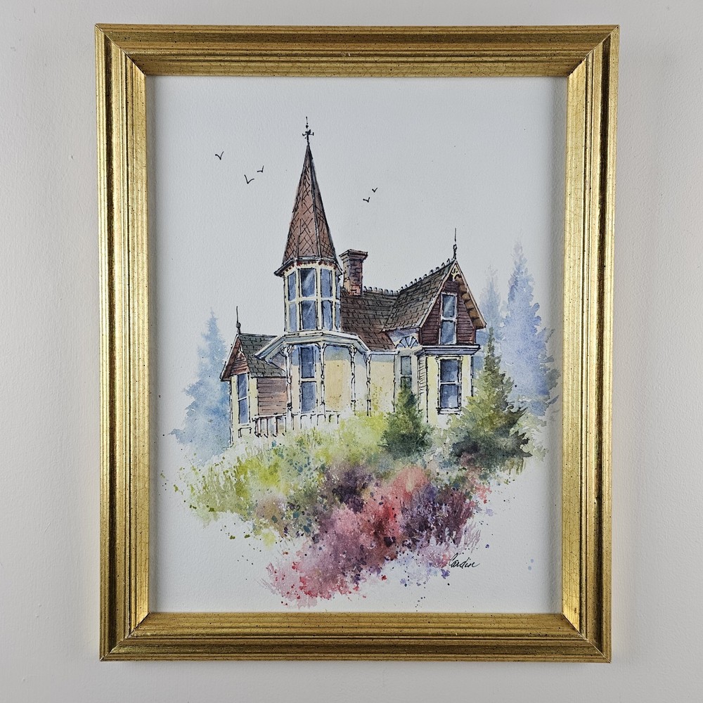 Vintage Original Signed Mary Cardin Watercolor Painting 16.25×13.25 Framed Art