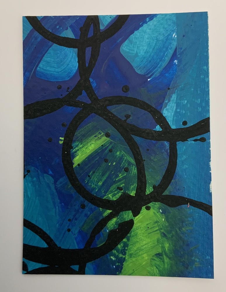 ACEO original art card 2.5” X 3.5” One Of A Kind Mixed Media Signed By Artist!