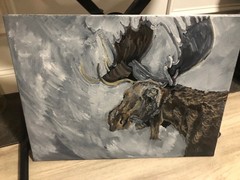 Original Oil Painting, Moose, Will Consider Offers other than Asking