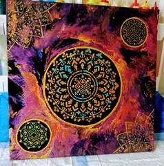 Abstract Paint Pour Art On 30×30 1.5 in Gallery Wrapped Stretched Canvas