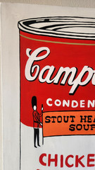 ANDY WARHOL 28×20 in. Oil on canvas (Campbells soup) signed & stamped. Pop art