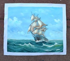 CLIPPER SHIP SEAGULL BLUE SKY HAND PAINTD 20″ OIL PAINTING OIL PAINTING GIFT 426