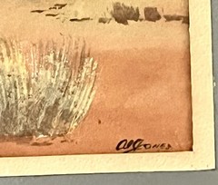 Vtg Al Jones Original Watercolor Painting Western Desert Landscape Church 18”