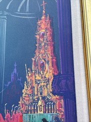 STAN JOHNSON PAINTING ILLUSTRATION CHURCH WORSHIP CEREMONY MID CENTURY LISTED