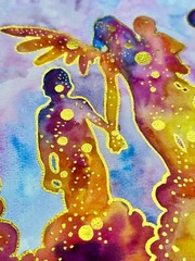 Watercolor Silhouette Painting Original Memorial Art Angels Baby Gift For Mom