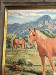 Lla MCAFEE PAINTING SUMMER PASTURE TAOS NEW MEXICO HORSE LANDSCAPE FAMOUS