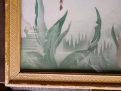 Art Deco 1930s Art Gazelle Antelope Airbrush Framed Painting 12″ x 18″