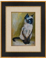 NEW! Original Oil Painting – „Blue-Eyed Siamese“ original oil painting framed.