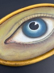 Antique Folk Art Assemblage Optometrist Trade Sign Painting by Dee Sprague