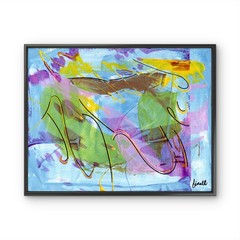 Hand Painted 11×14 Abstract Acrylic Red Teal Canvas FINELLI ORIGINAL Decor G23R