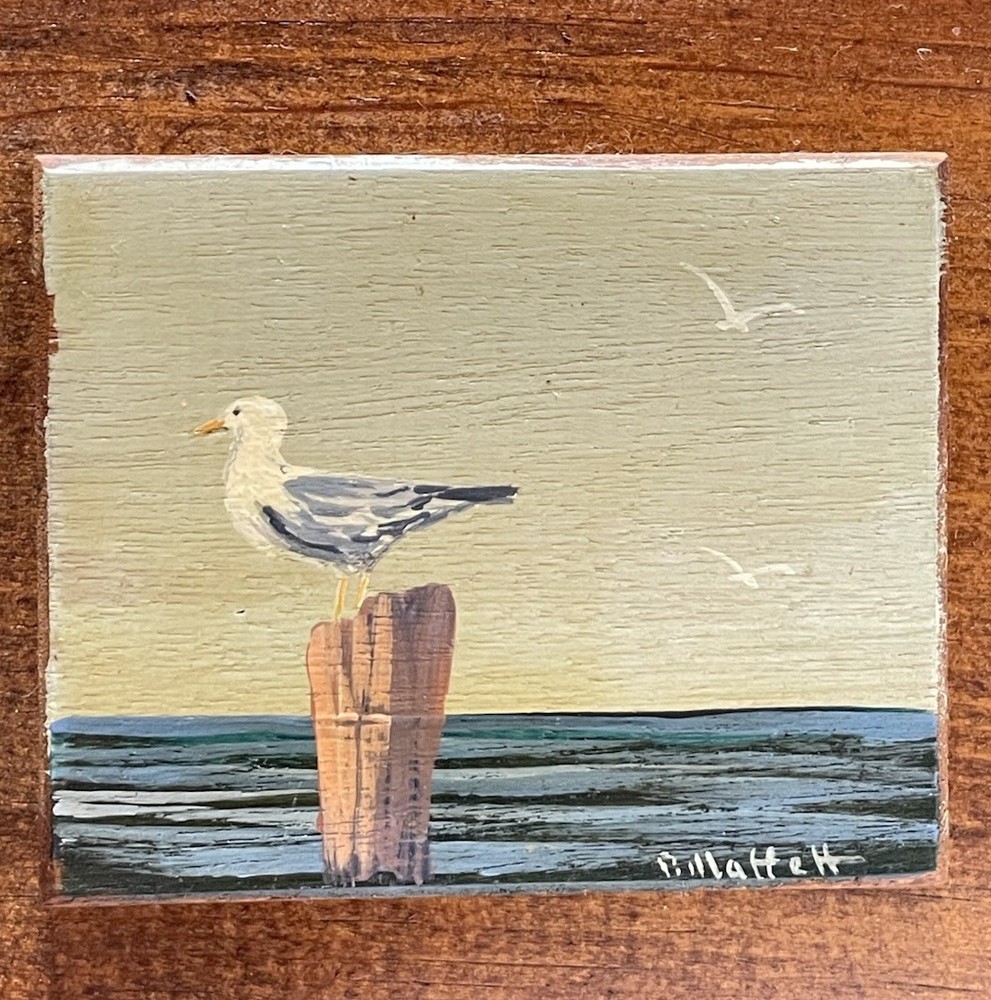 Paxton Maffett Orig Painting On Wood Painting 3.25”x3.75” Panel 14.75”x11.25”