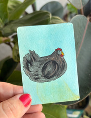 ACEO Original Watercolor Painting Chickie Babies 2/6 Signed OOAK