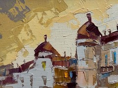 Oil painting It’s almost evening Ukrainian painter Canvas Framed original art