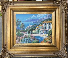 Kerry Hallam Paradiso Mediterranean LE Painting on Canvas Signed Numbered