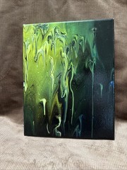 Acrylic Paint Pour Painting, Original on Canvas 10 X 8 Inches Very Dimensional