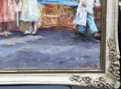 VTG MCM French School Impression. O/C „French Summer’s Day Garden“ Signed Hamill