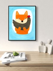 Fox & Chicken Painting, Whimsical Animal Art 8×10