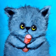 Original Oil Painting Kitty Wall Art Animal Cat Portrait 13×15 inches