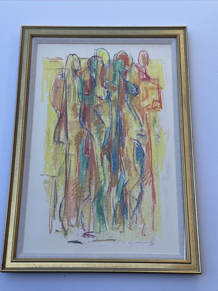 HANS BURKHARDT DRAWING CUBIST CUBISM ABSTRACT EXPRESSIONISM MID CENTURY FAMOUS