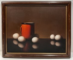 AL ALFRED JACKSON COFFEE EGGS STILL LIFE AFRICAN AMERICAN ARTIST OIL PAINTING