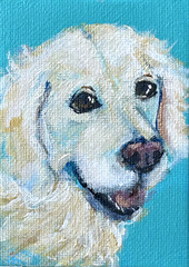 ACEO Choice PRINT Painting of Dogs by Gale in Acrylic from Original Art 2.5×3.5