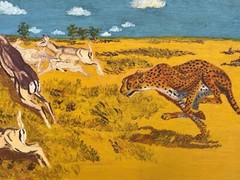 Unknown Animal Painter Leopard Hunting Desert Steppe Savannah Africa