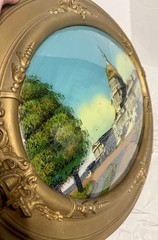 Antique Framed US Capitol Building Washington DC Reverse Painting Convex Glass