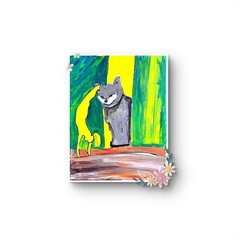 Naughty Cat Whimsy Painting 11×14 Acrylic Canvas Playful Kitty Art Decor.
